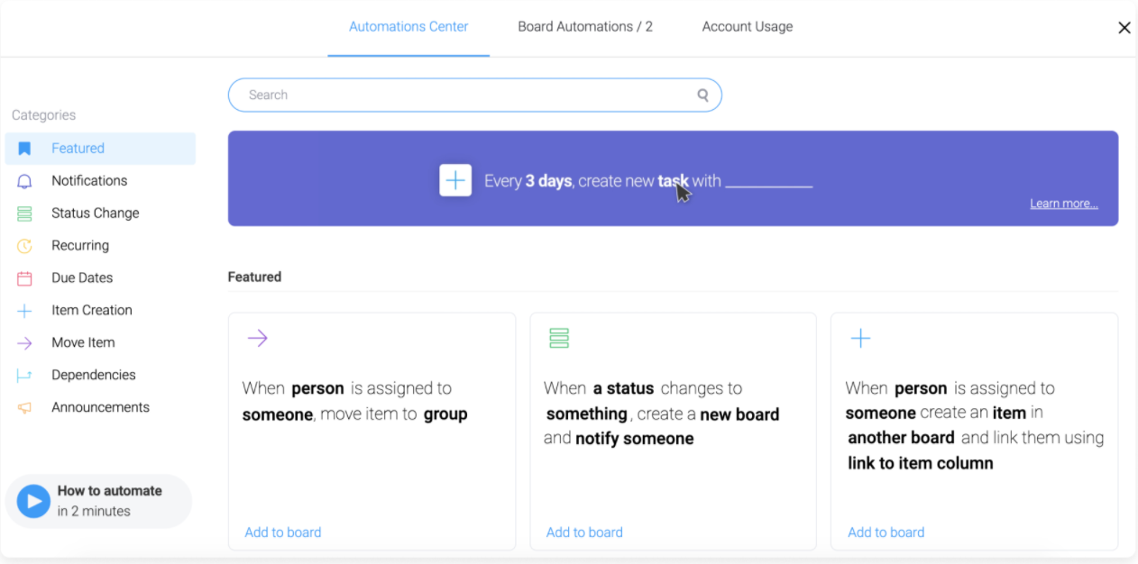 monday.com project management automations