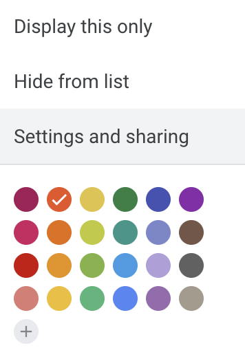 screenshot of how to add colors in Google Calendar
