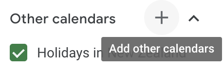 screenshot of how to add other calendars in Google calendar