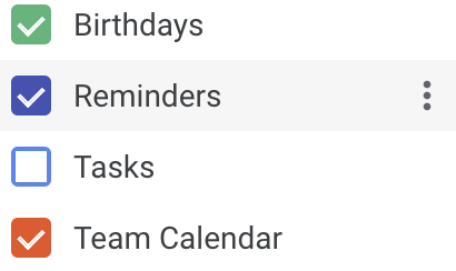 screenshot of newly created calendar in Google Calendar