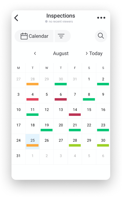 screenshot of mobile calendar view in monday.com