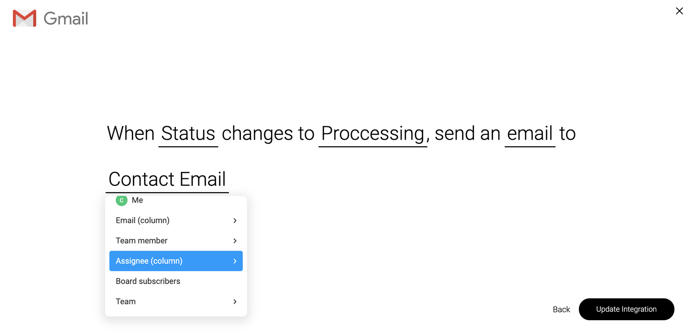 screenshot of automated emails in monday.com