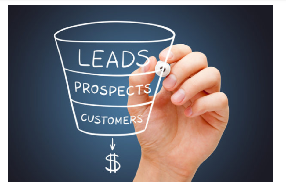 The sales funnel has leads at the top, then prospects, then paying customers.