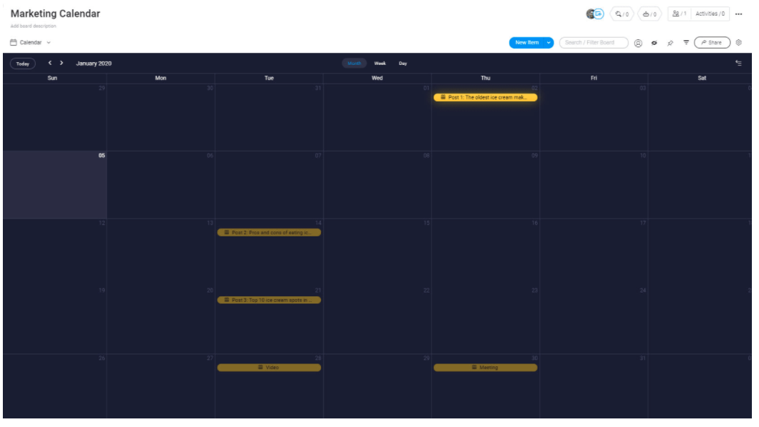 marketing strategy calendar view template monday.com