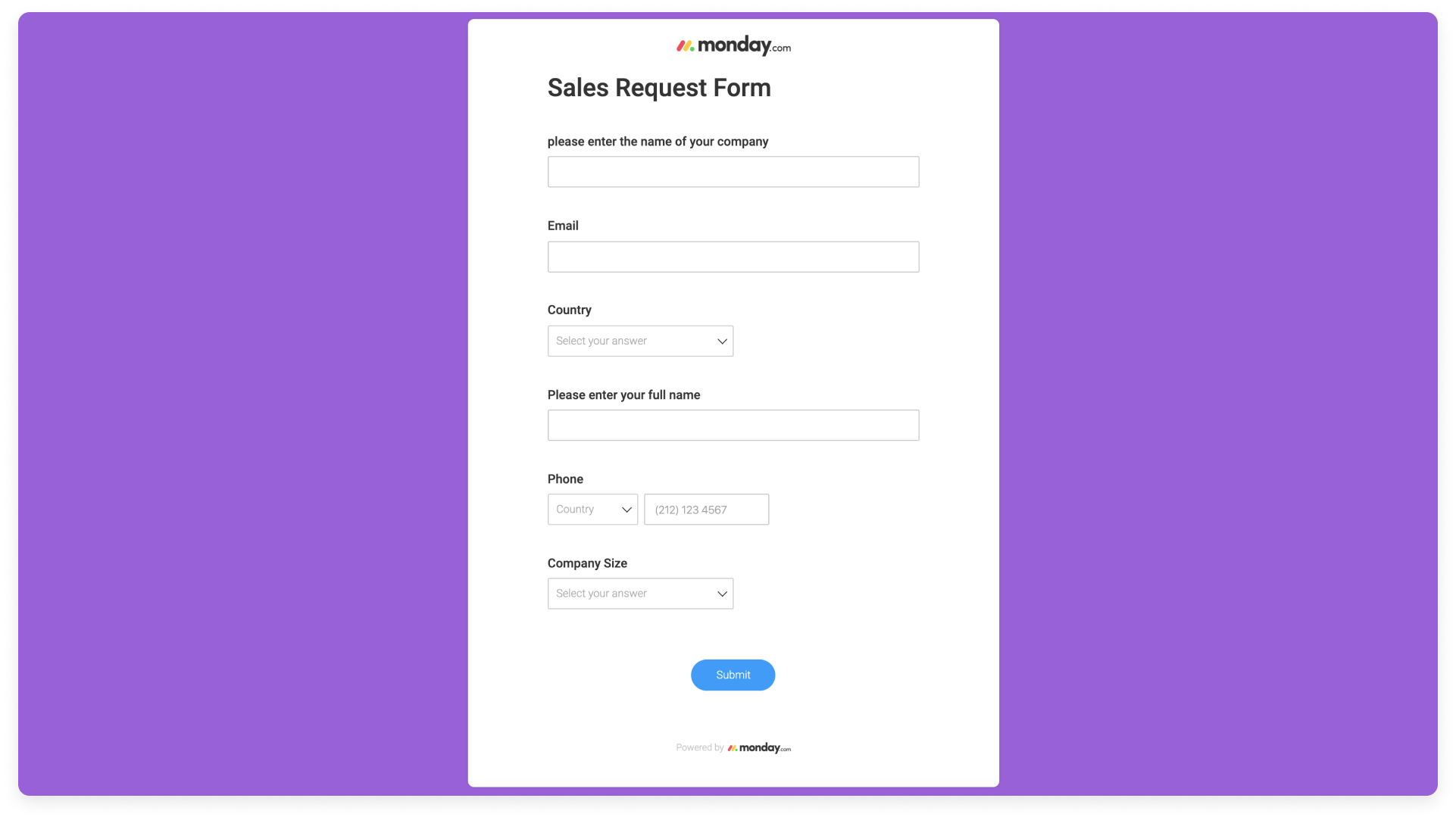 sales request form in monday.com