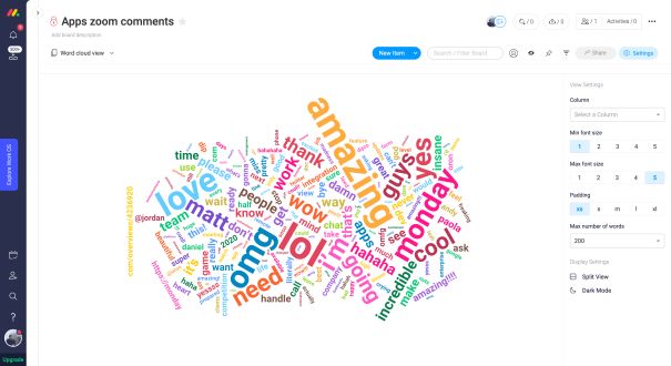 monday Apps word cloud creator