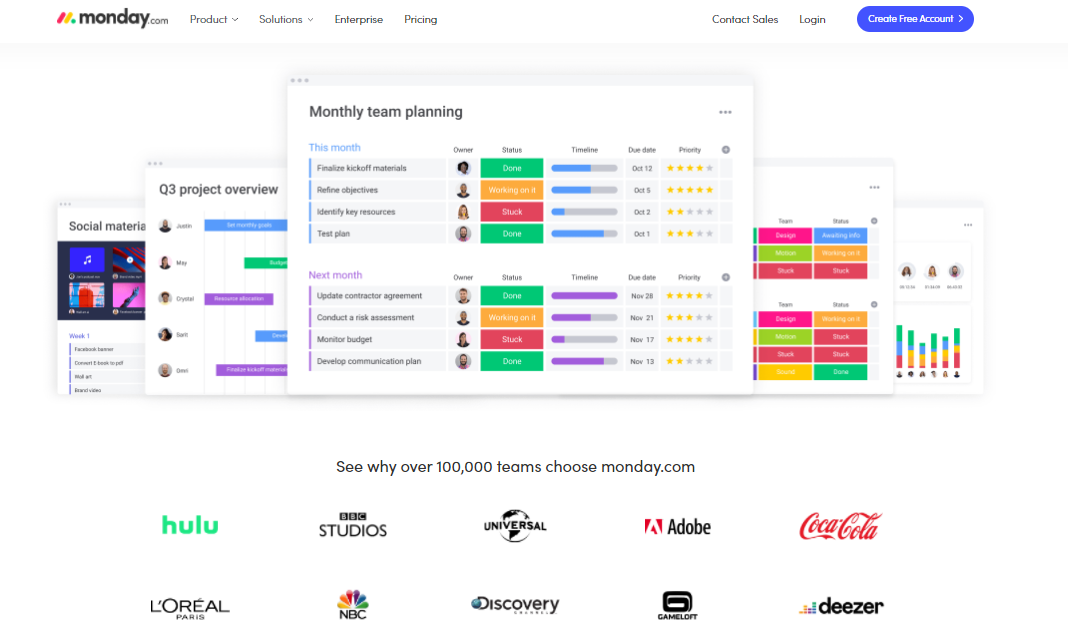 monday.com's homepage monday.com's homepage screenshot