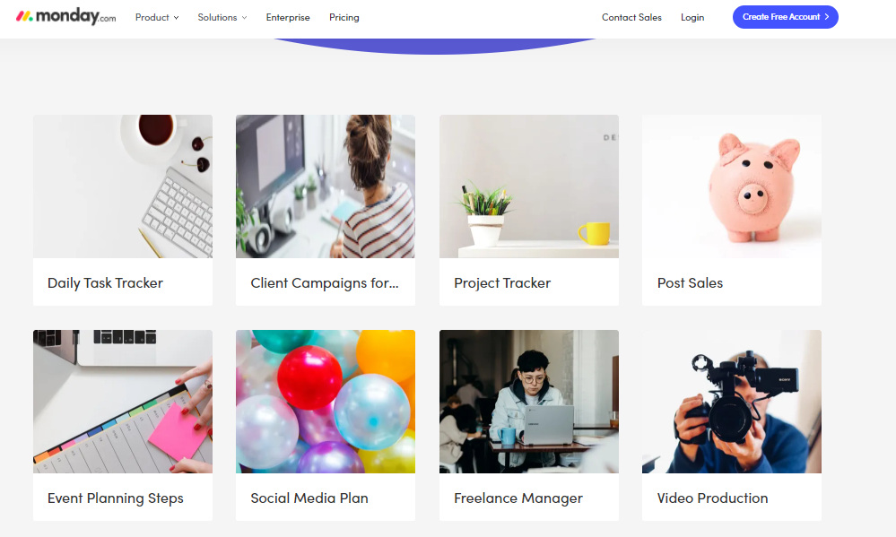 monday.com's templates page screenshot