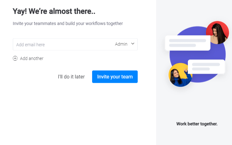 Inviting team members in monday.com