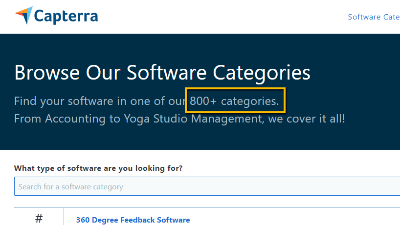 Capterra's software categories