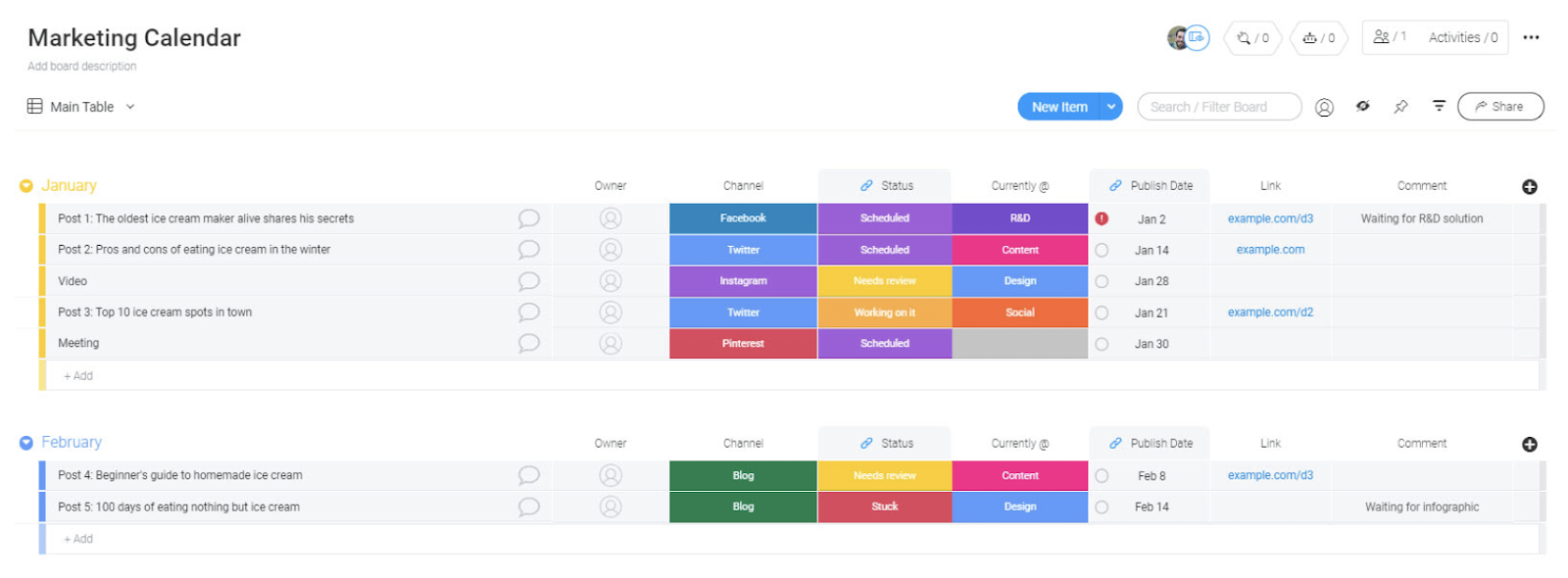 management tools monday.com marketing calendar