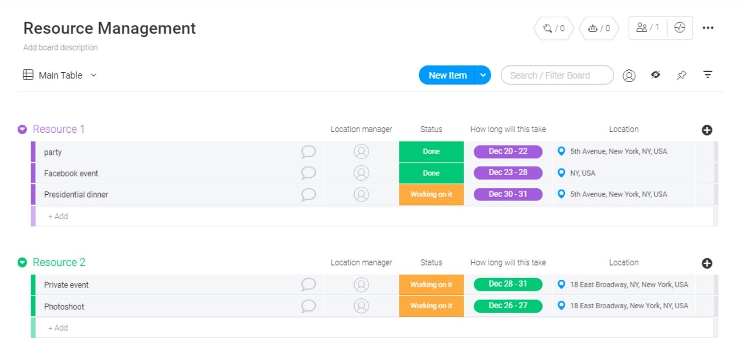 monday.com resource management template