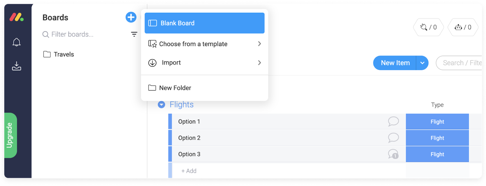 Creating a board Board creation in monday.com is a necessity if you want access to the greater timeline views.