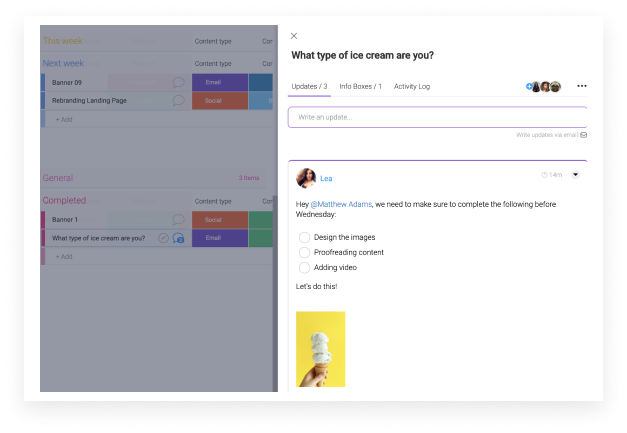 team communications in monday.com
