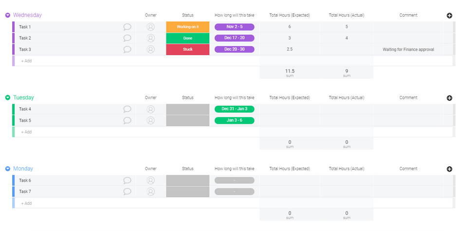 monday.com daily task manager