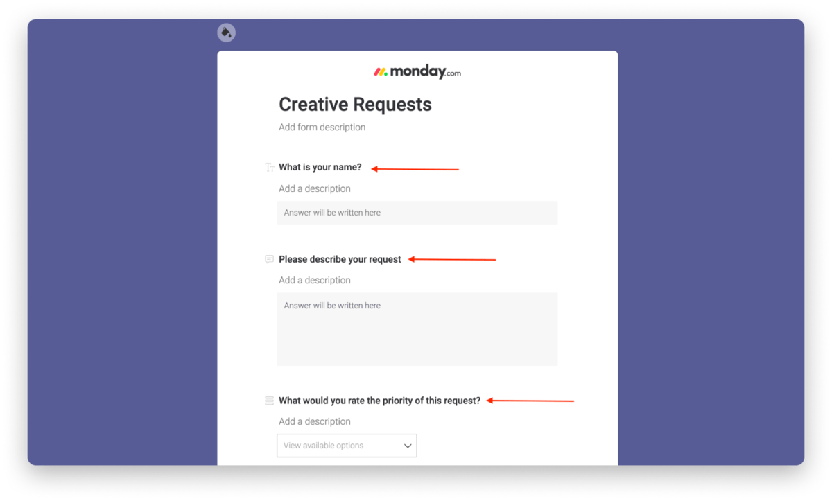 bpm software - monday.com forms A custom form created in monday.com