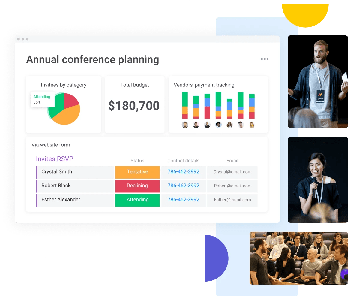 Annual conference planning dashboard