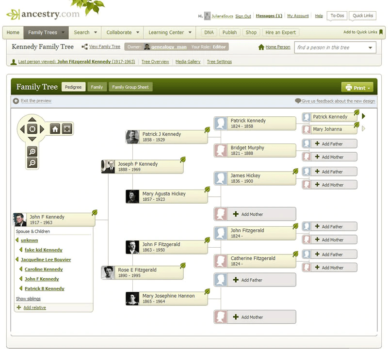 Family tree A family tree on ancestry.com