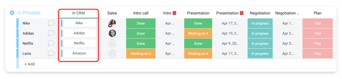 Using the monday.com CRM features to prefill quote fields