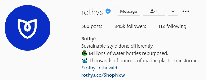 Rothy's Instagram Profile rothy's instagram profile with website link and detailed bio