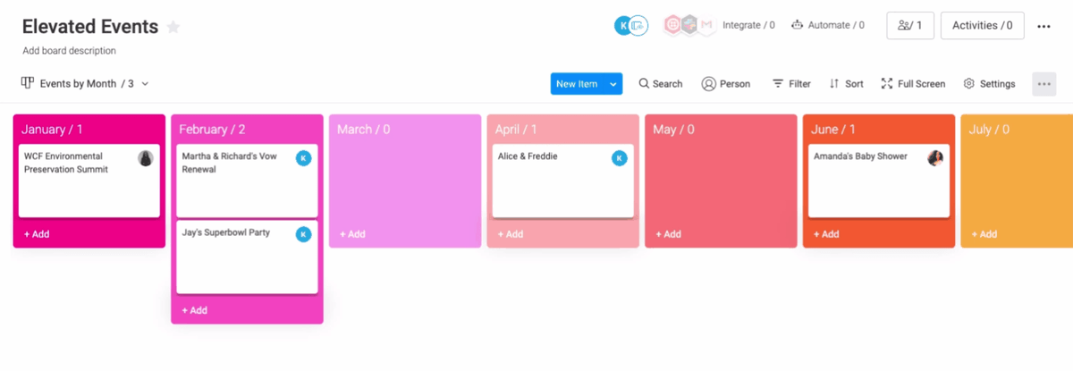 online planner - Kanban board Online planner Kanban view