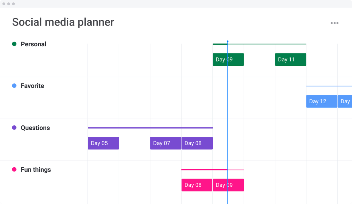 Social media planner in monday.com social media planner in calendar view