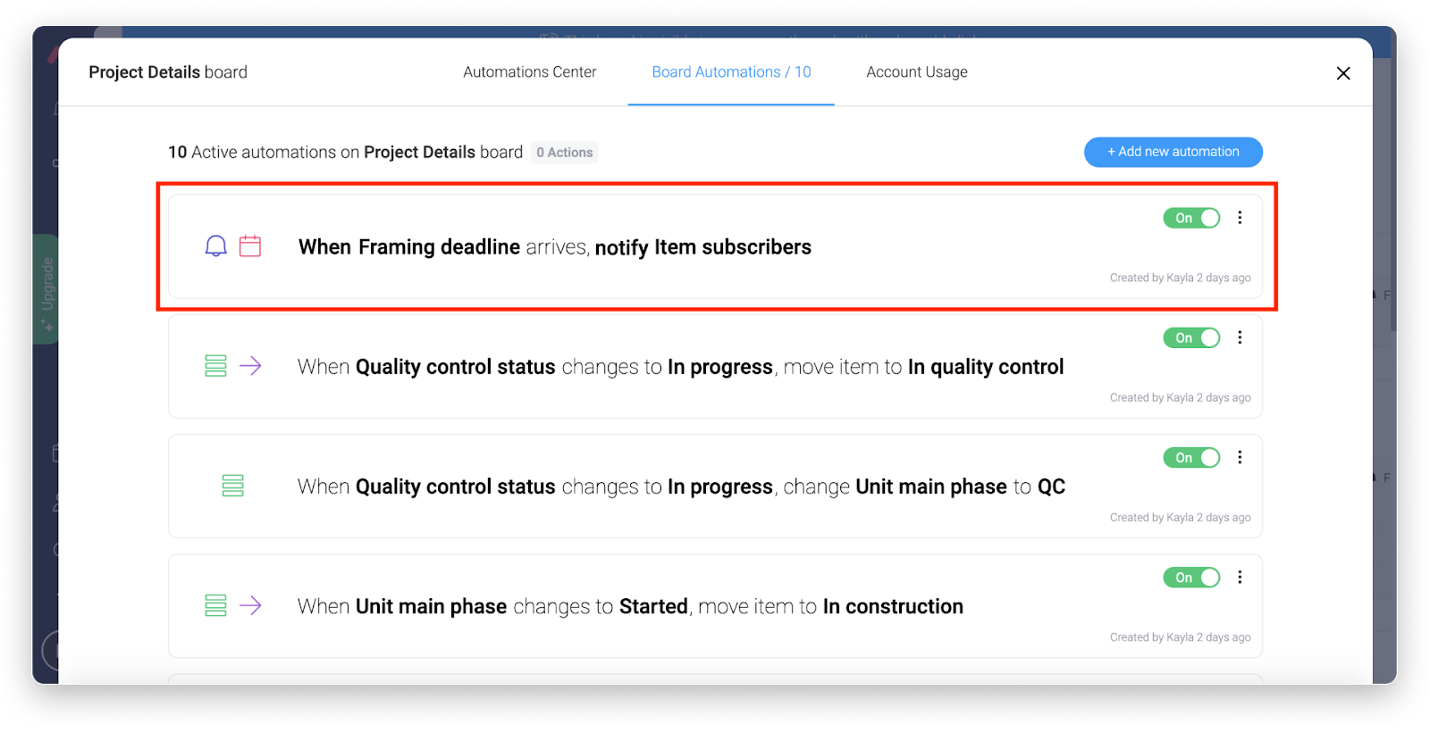 monday.com automations monday.com allows users to automate their workflow