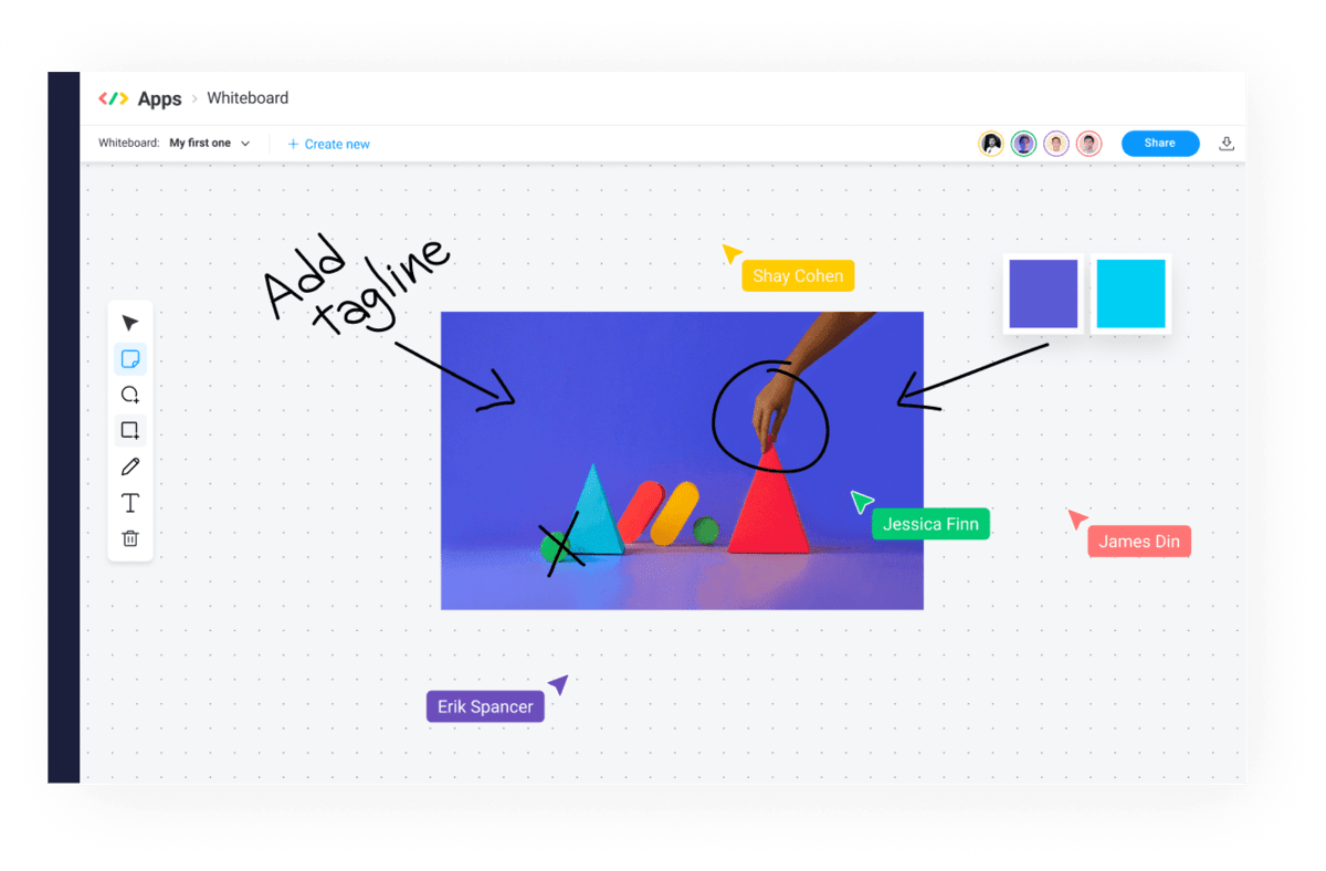 monday.com Virtual Whiteboard Screenshot of monday.com virtual whiteboard
