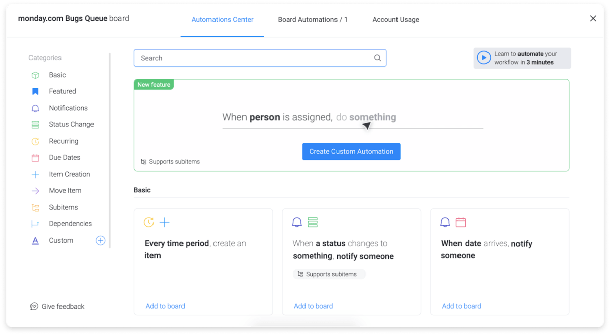 monday.com automations Some of monday.com's automation recipes
